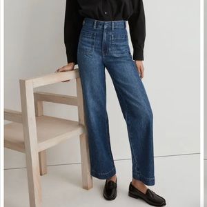 Vintage Dark Wash Wide Leg Madewell Jeans with Front Pockets